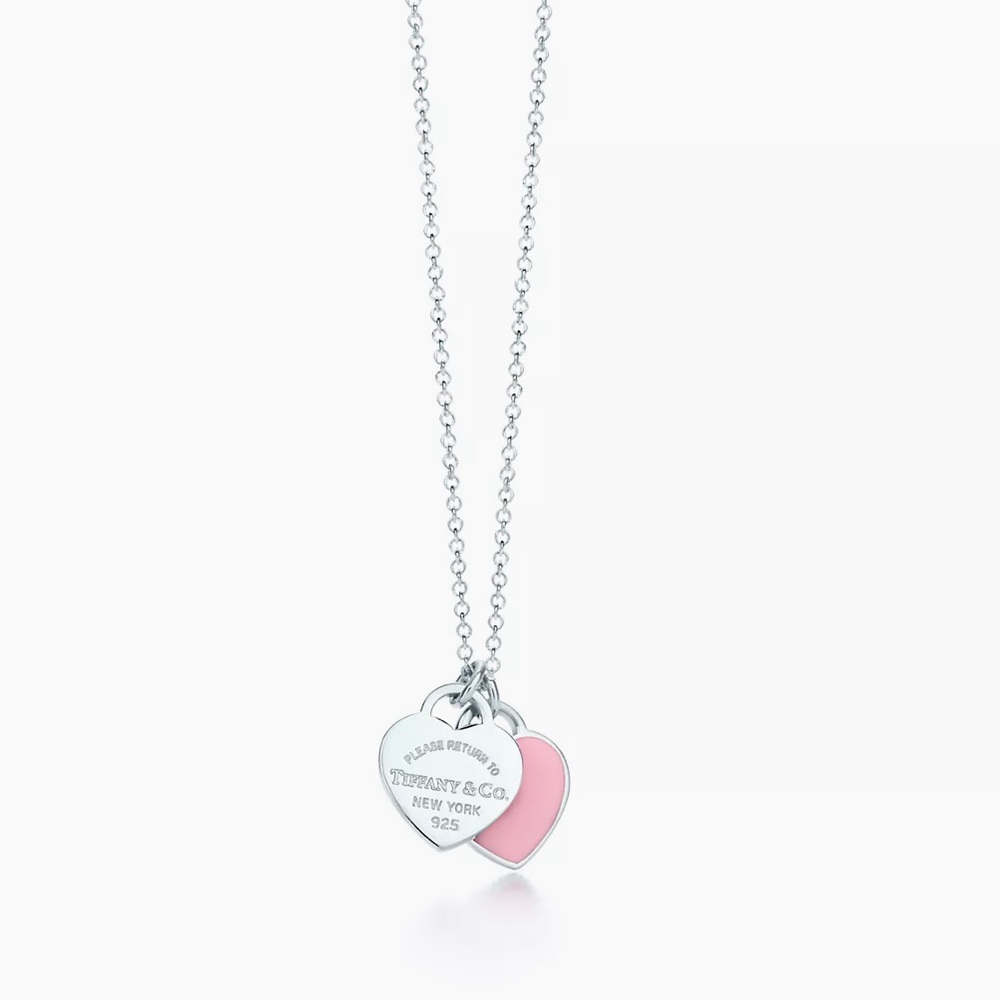 Tiffany Pink Double Heart Tag Pendant